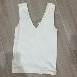 White Ribbed Tank Top